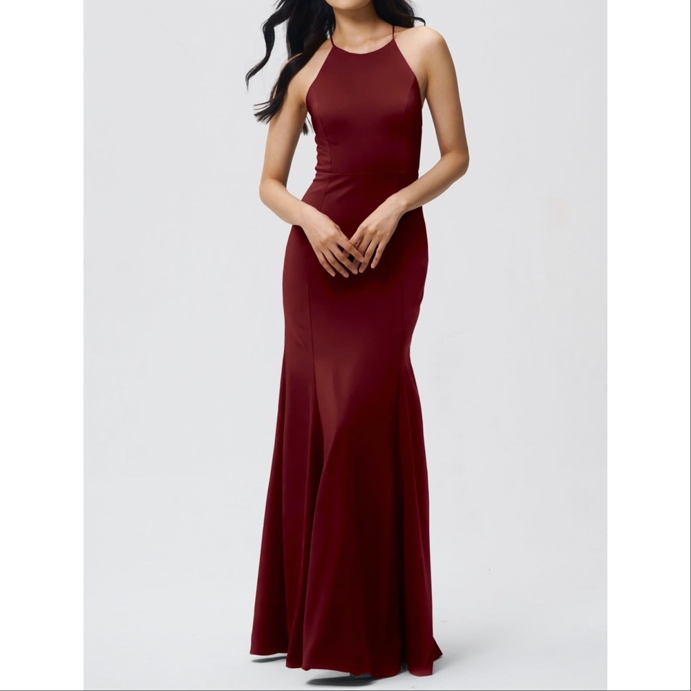 NEW Jenny Yoo Naomi Luxe Crepe Halter Gown Size 2